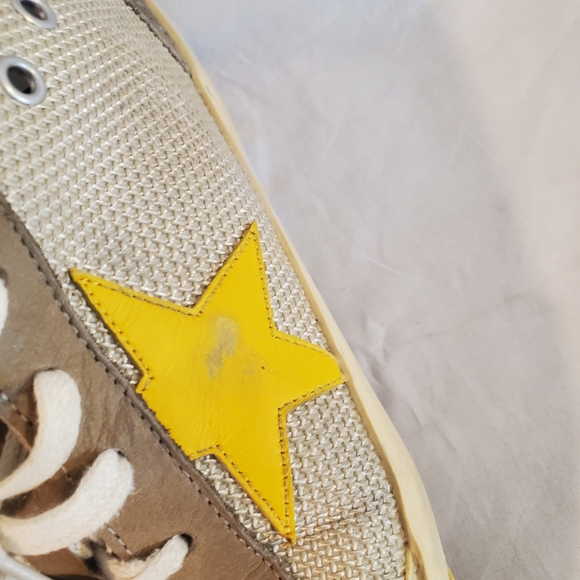 Golden Goose Men's 42/9 Mid Star Beige mesh Dove Gray Nubuck and Yellow star. - Picture 2 of 12